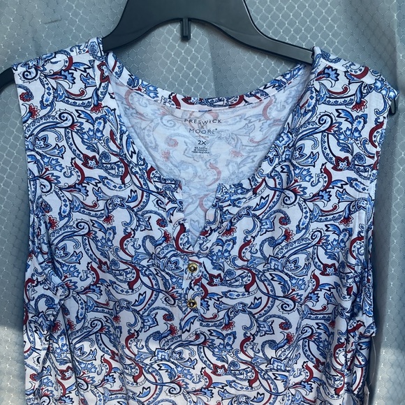 Preswick & Moore top paisley floral print top w stretch & tie detail 2X - Picture 15 of 17